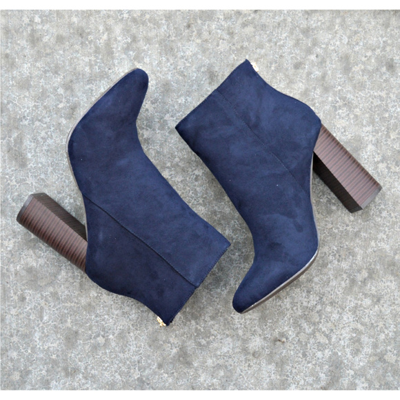 Elvia Faux Suede Block HIgh Heels Booties - Picture 2 of 5